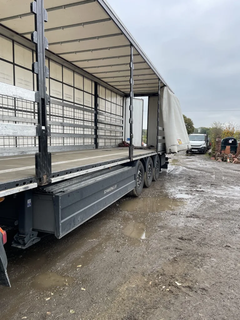 Empty lorry trailer following unloading.